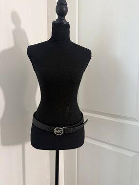 Michael Kors Brown MK Logo Reversible Belt Silver Buckle